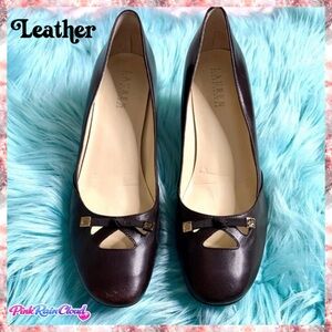LRL Ralph Lauren 90s Brown LEATHER Bow Heels Women’s 9 Classic Dress Shoes